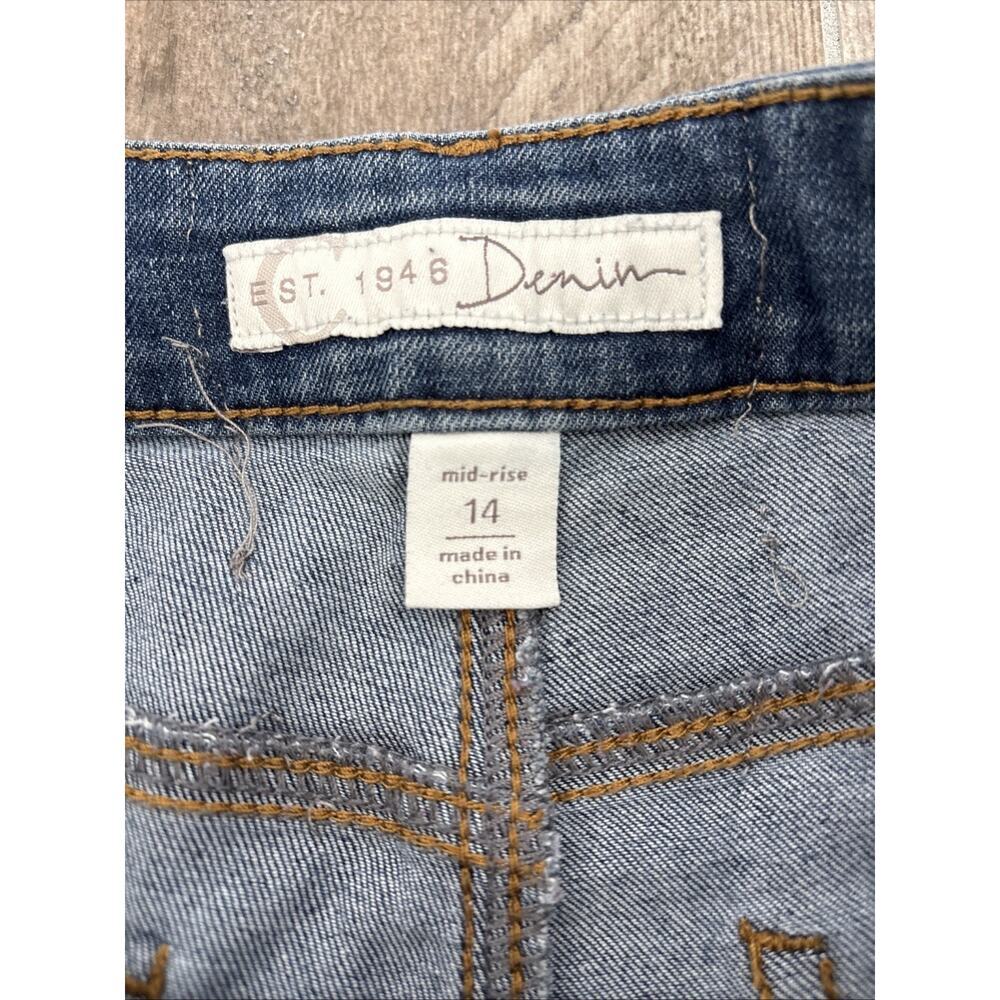 Y2K Rhinestone Embellished Jeans Mid-Rise 14 Bling Floral Sparkle Boho Festival - Picture 3 of 13